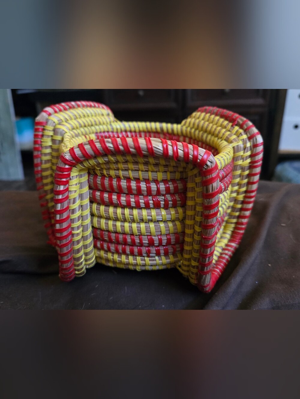 Handwoven Red and Yellow VINTAGE Bowl